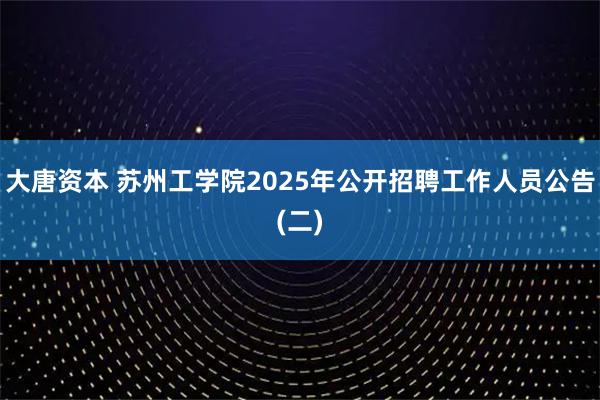 大唐资本 苏州工学院2025年公开招聘工作人员公告(二)